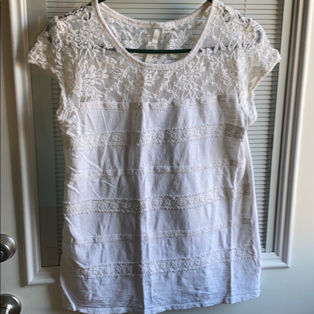 White with lace blouse